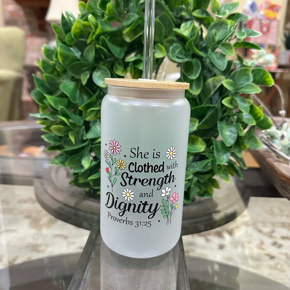 Inspirational Glass Water Bottle with Bamboo Lid